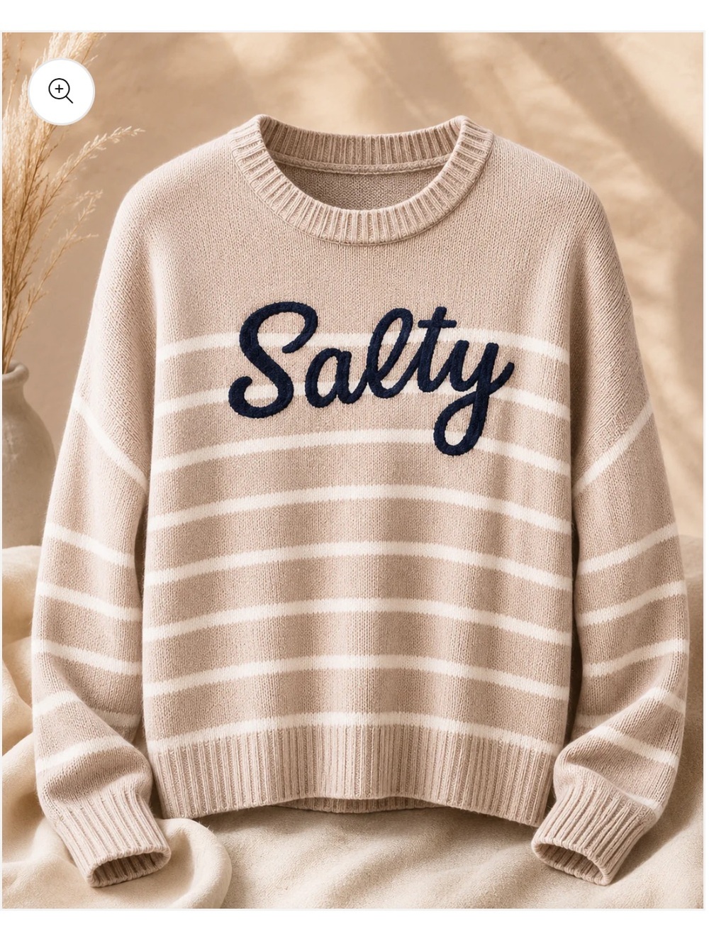 "Salty" Striped Cream Knit Sweater